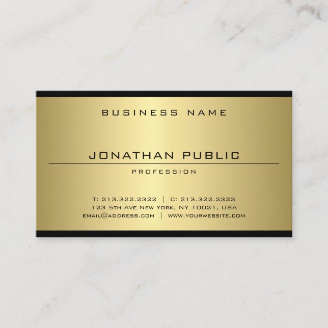 Elegant Glam Gold Look Modern Simple Plain Trendy Business Card (Front)