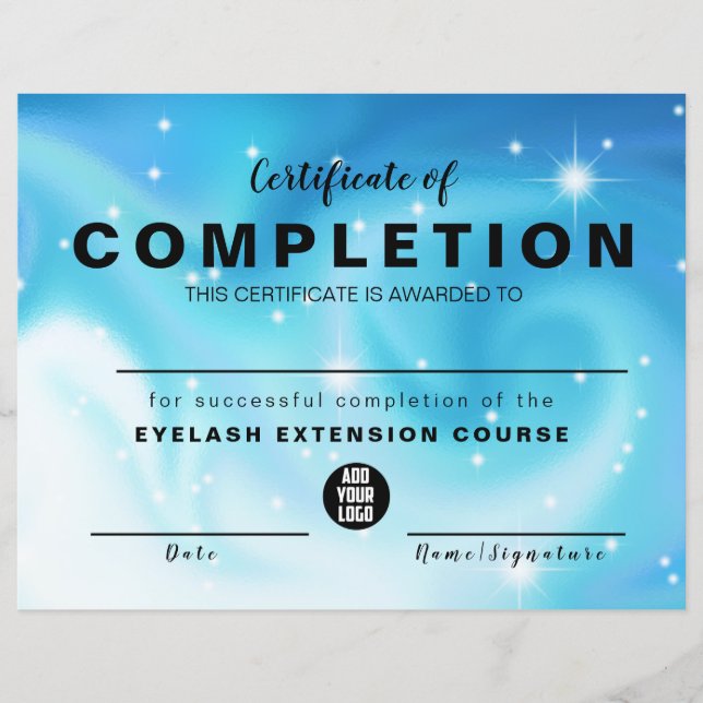 Elegant Glam Iradiscent Certificate of Completion (Front)