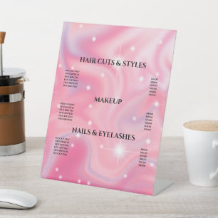 Elegant Glam Iridescent Holographic Price List  Pe Pedestal Sign