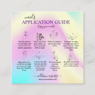 Elegant Glam Iridescent Nail Application Guide Square Business Card