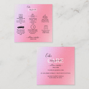 Elegant Glam Iridescent Sparkle Cake Care    Squar Square Business Card