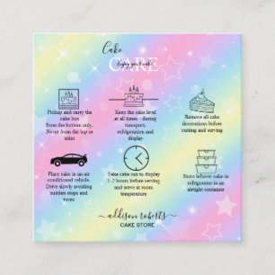 Elegant Glam Iridescent Sparkle Cake Care Square Square Business Card