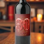 Elegant Glam Red and Gold Gemstone 30th Birthday  Wine Label<br><div class="desc">Make a statement with this elegant birthday wine label, featuring a bold, gemstone-inspired "30" in shimmering red. Set against a deep, luxurious backdrop, the design exudes sophistication and celebration. A graceful golden script crowns the layout, adding a refined touch. The text below is fully customizable—personalize with a name, message, or...</div>