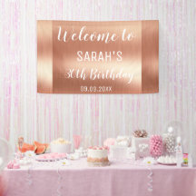 Elegant Glam Rose Gold 30th Birthday Backdrop  