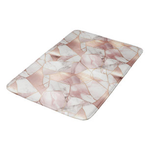 Elegant Glam Rose Gold Agate Marble Pattern Bath Mat