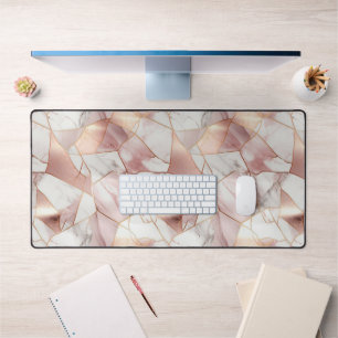 Elegant Glam Rose Gold Agate Marble Pattern  Desk Mat
