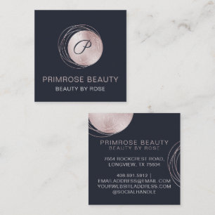 Elegant Glam Rose Gold Luxury Abstract Monogram Square Business Card
