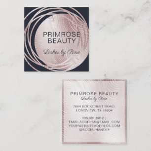 Elegant Glam Rose Gold & Navy Luxury Abstract Square Business Card