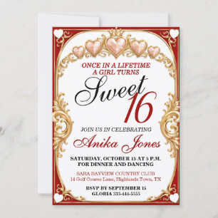 Elegant Glam Sweet 16 Birthday Invitation