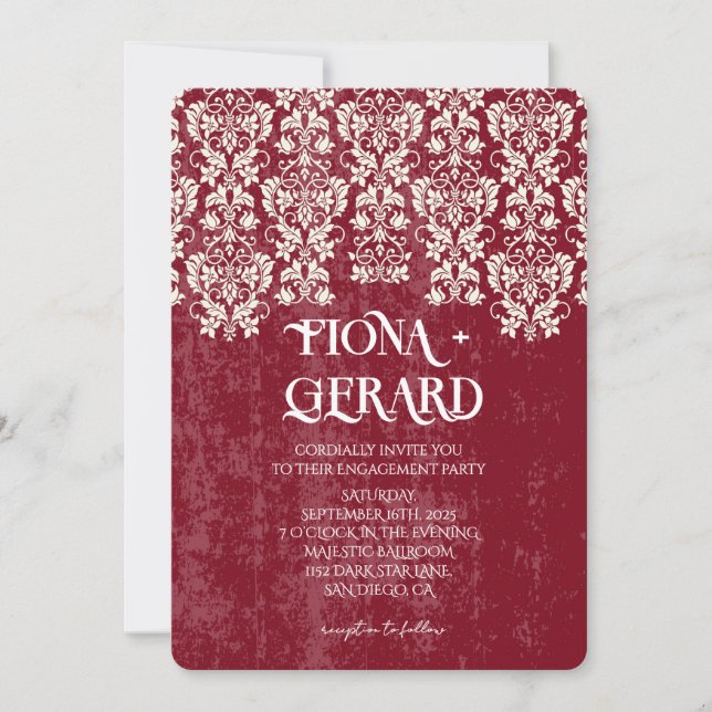 Elegant Glamor Lace Engagement Party Invitation (Devant)