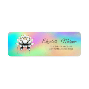 Élégant Glamour Blanc Lotus Arc-en-ciel Holographi