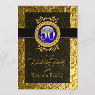 Elegant Glamour Embossed 50th Birthday Invitation