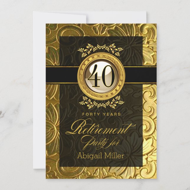 Elegant Glamour Embossed Retirement Party Invitation (Front)