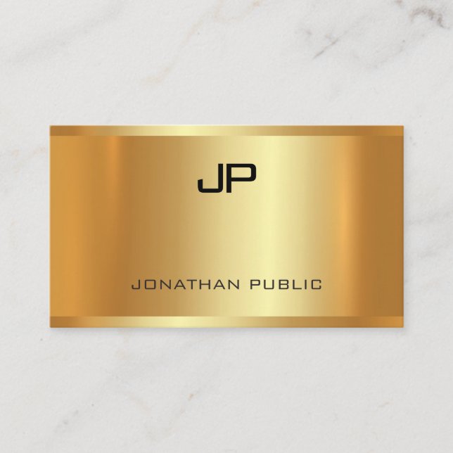 Elegant Glamour Faux Gold Modern Luxurious Plain Business Card (Front)
