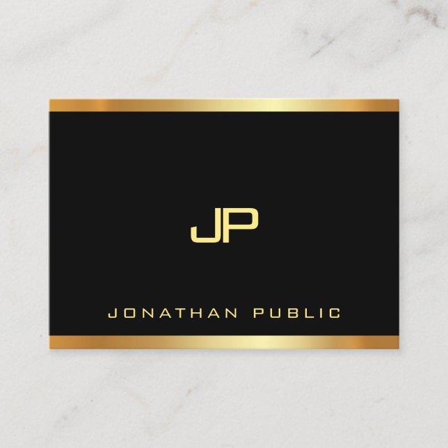 Elegant Glamour Gold Monogram Plain Luxury Modern Business Card (Front)