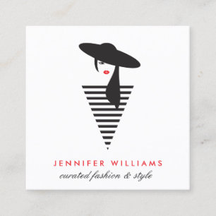 Elegant Glamour Mod Stylist, Boutique Square Business Card