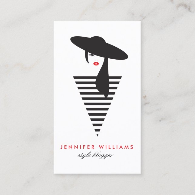 Elegant Glamour Mod Stylist, Salon, Blogger Business Card (Front)