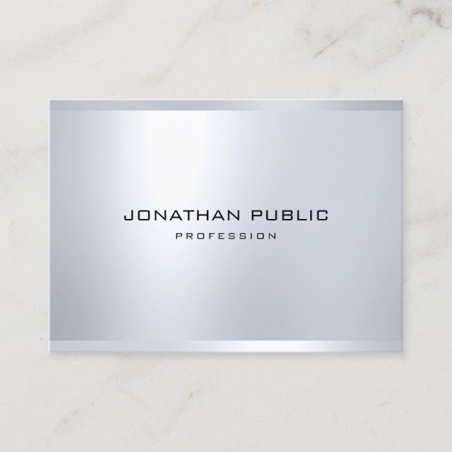 Elegant Glamour Silver Look Modern Simple Plain Business Card (Front)