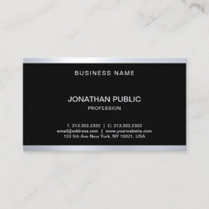 Elegant Glamourous Black And Silver Cool Modern Business Card
