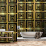 Elegant glamourous black gold art deco 3d effect  wallpaper<br><div class="desc">Extravagant,  elegant and glamourous black and gold wallpaper featuring sizable shiny gold squares intricately linked to produce a captivating 3D illusion.

Background colour can be changed individually according to your own preferences. 
Wallpaper can also be used as border.</div>