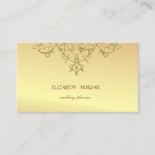Elegant Glamourous Chic,Faux Gold, Glittery Lace Business Card