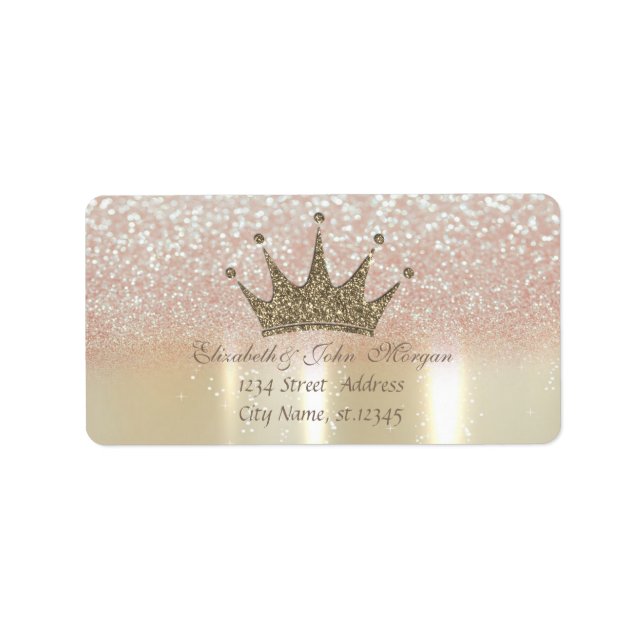 Elegant Glamourous,Glittery Tiara Princess,Bokeh Label (Front)