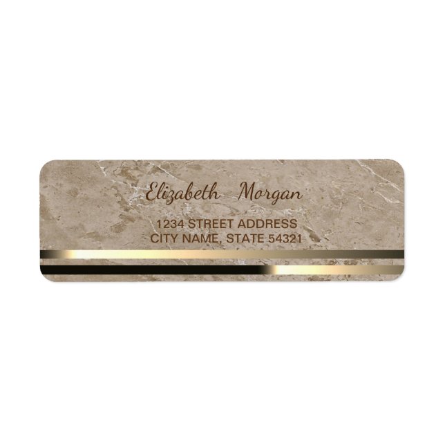 Elegant Glamourous Marble, Stripe  Address Label (Front)