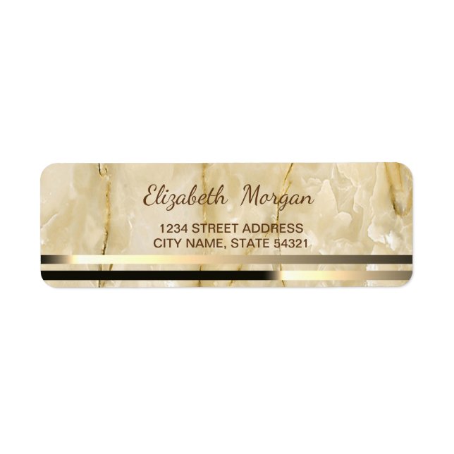 Elegant Glamourous Marble, Stripe  Address Label (Front)
