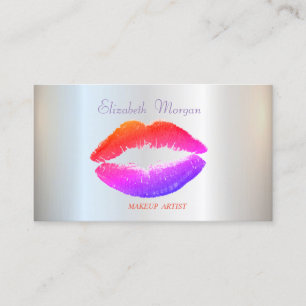 Elegant Glamourous Shiny, Silver, Lips Business Card