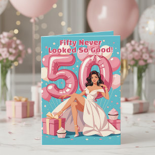Elegant Glamourous Woman 50th Birthday Greeting Card