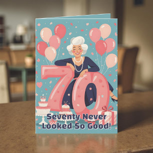 Elegant Glamourous Woman's 70th Birthday Greeting Card