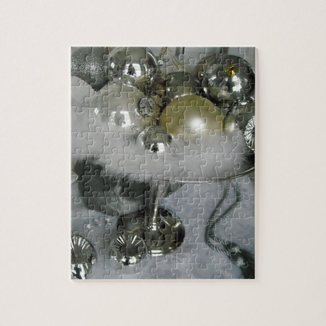 Elegant Glass Balls on a Silver Pedestal Jigsaw Puzzle (Vertical)