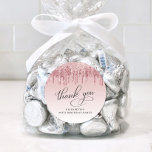 Elegant Glitter 50th Birthday Party Thank You Classic Round Sticker<br><div class="desc">Elegant sticker for your 50th birthday party thank you cards and party favours with "Thank You" in a chic calligraphy script on a pink ombre background and pink and rose gold faux glitter.</div>