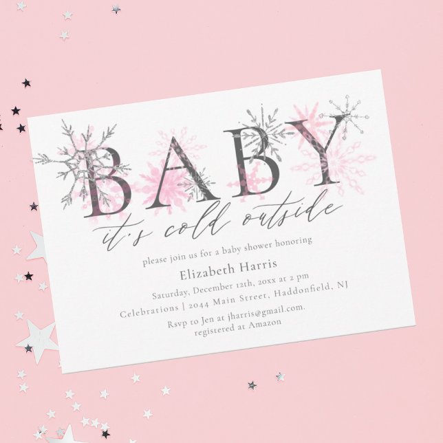 Elegant Glitter Baby it's Cold Outside Baby Shower Invitation (Creator Uploaded)