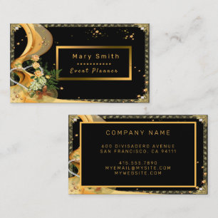 Elegant Glitter Black Gold Rose Add Your Text Business Card