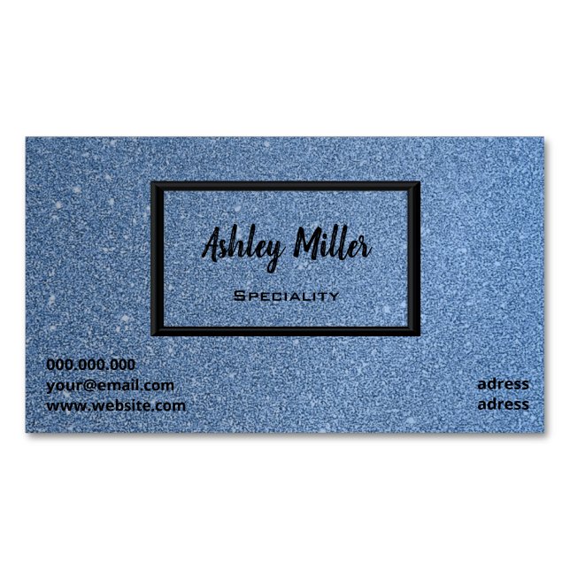 Elegant glitter blue sky 	Magnetic business card (Front)
