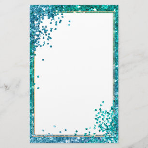 Elegant glitter blue stationery 5.5" x 8.5"