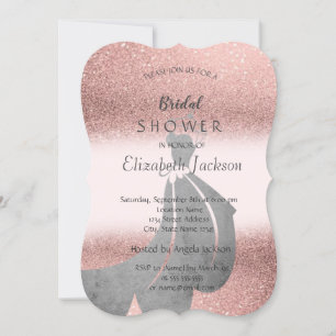Elegant Glitter  Bokeh, Dress Bridal Shower Invitation