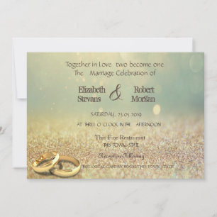 Elegant Glitter Bokeh,Rings Wedding Invitation
