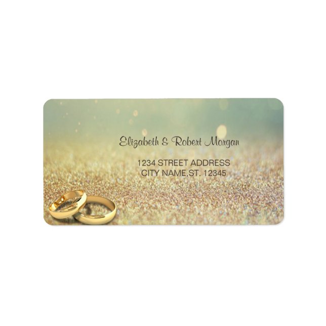 Elegant Glitter Bokeh,Rings  Wedding Label (Front)