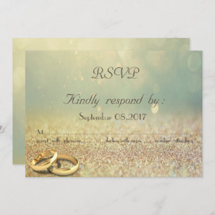 Elegant Glitter,Bokeh,Rings Wedding RSVP Card