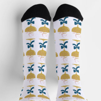 Elegant Glitter Champagne Glass & Glitter Blue Bow Socks