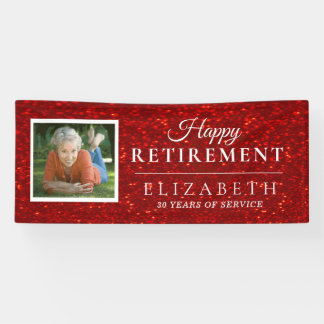 Elegant Glitter Custom Photo Retirement Party Ban Banner