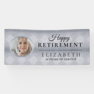 Elegant Glitter Custom Photo Retirement Party Bann Banner