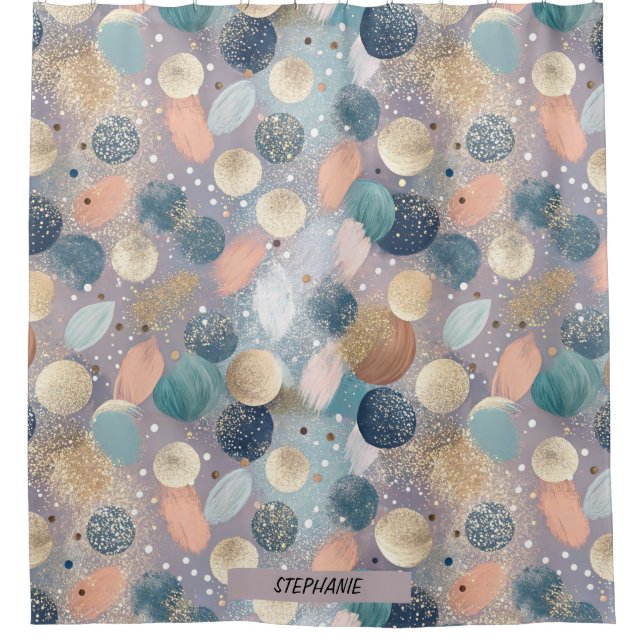 Elegant Glitter Dot & Brushstroke Abstract (Front)