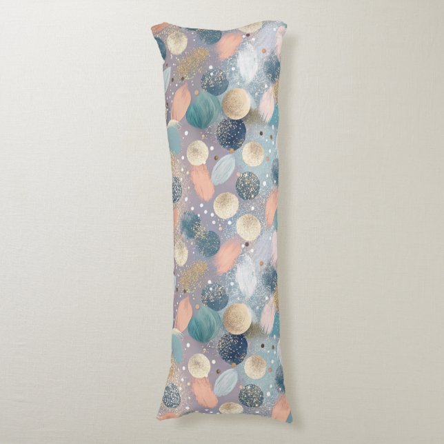 Elegant Glitter Dot & Brushstroke Abstract Body Pillow (Front Vertical)
