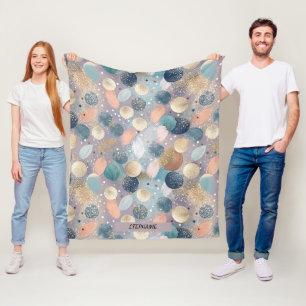 Elegant Glitter Dot & Brushstroke Abstract Fleece Blanket