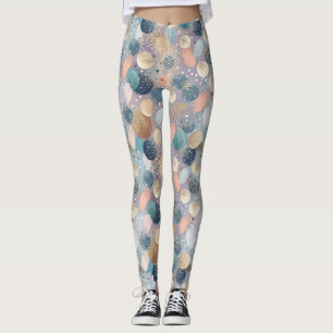 Elegant Glitter Dot & Brushstroke Abstract Leggings