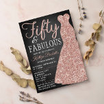 Elegant Glitter Dress | Fifty & Fabulous Birthday Invitation<br><div class="desc">Celebrate in style with these trendy and elegant rose gold glitter dress 50th Birthday invitations. The design is easy to personalize and your guests will be thrilled when they receive these stylish invites.</div>