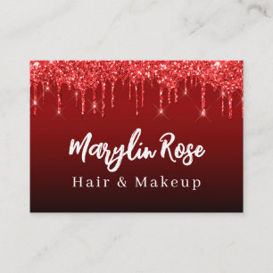 ELEGANT GLITTER DRIP CHIC CUSTOMIZABLE RED BUSINESS CARD